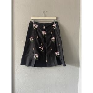 Anthropologie Odille Silk Embroidered‎ skirt
